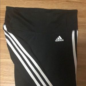 White and black Adidas capris